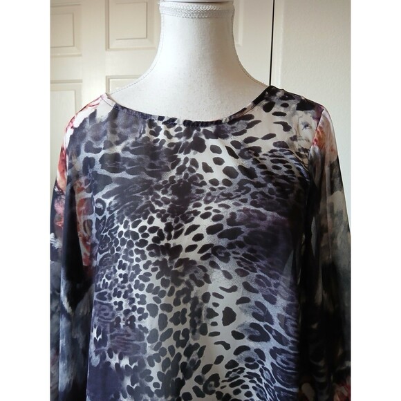 TOV Los Angeles Womens Blouse Tunic Size 40 Multicolor Animal Print Asymmetrical - Picture 6 of 16